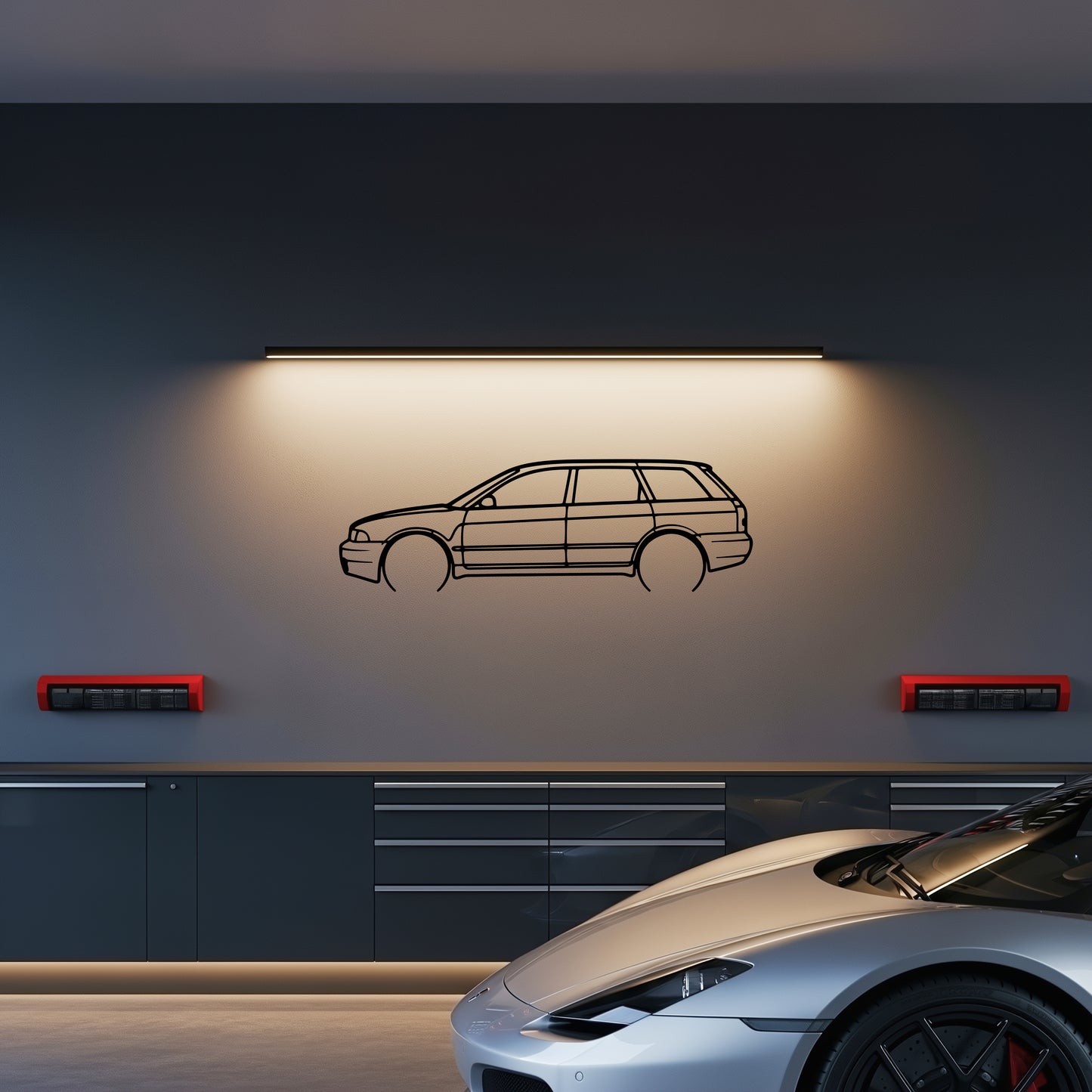 Audi S4 B5 Metal Car Silhouette Wall Art — Side