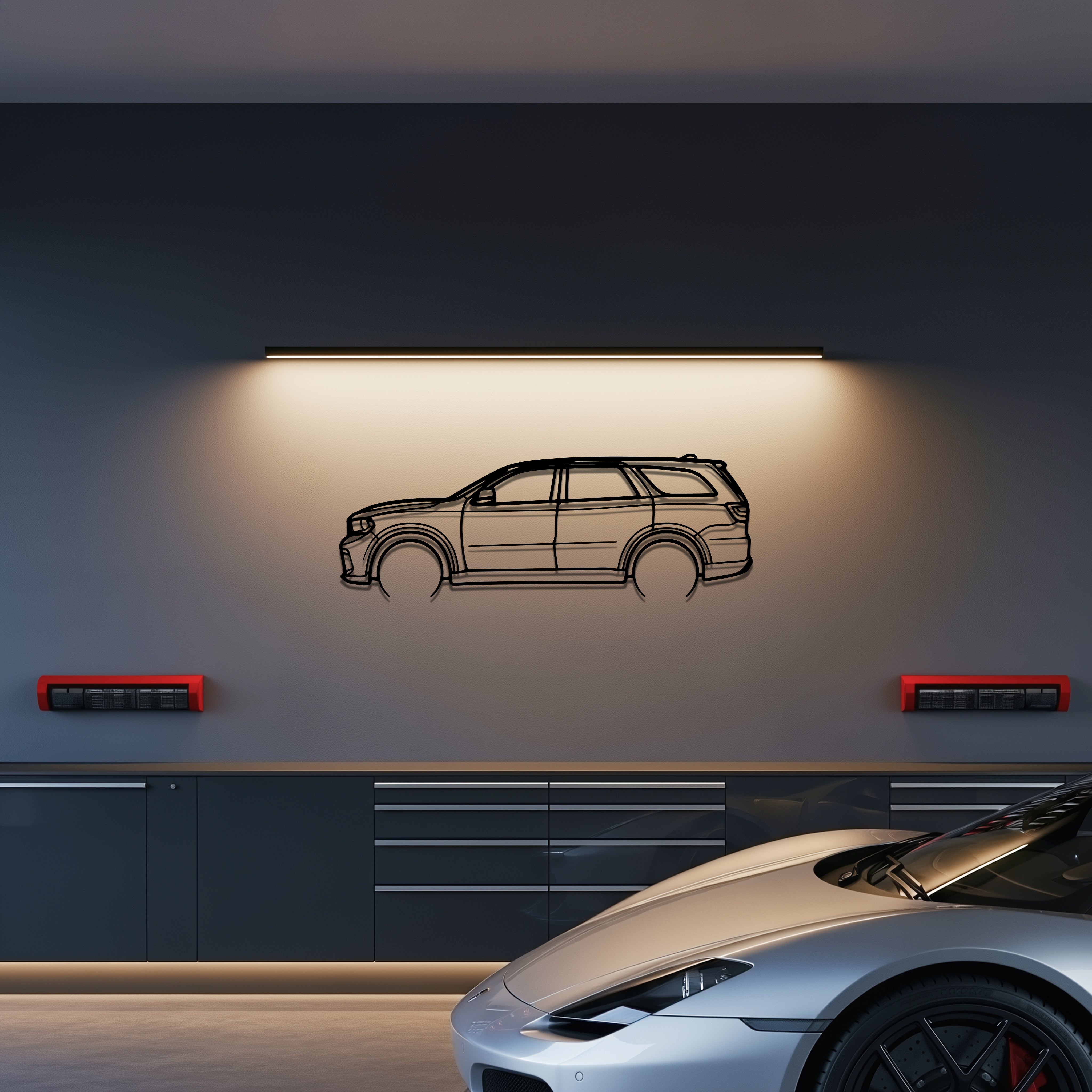 Dodge 18 Durango SRT 392 Metal Car Silhouette Wall Art — Side