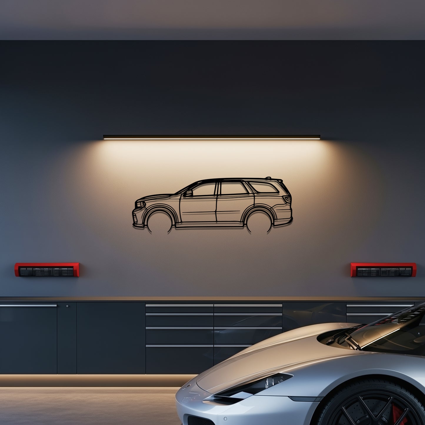 Dodge 18 Durango SRT 392 Metal Car Silhouette Wall Art — Side