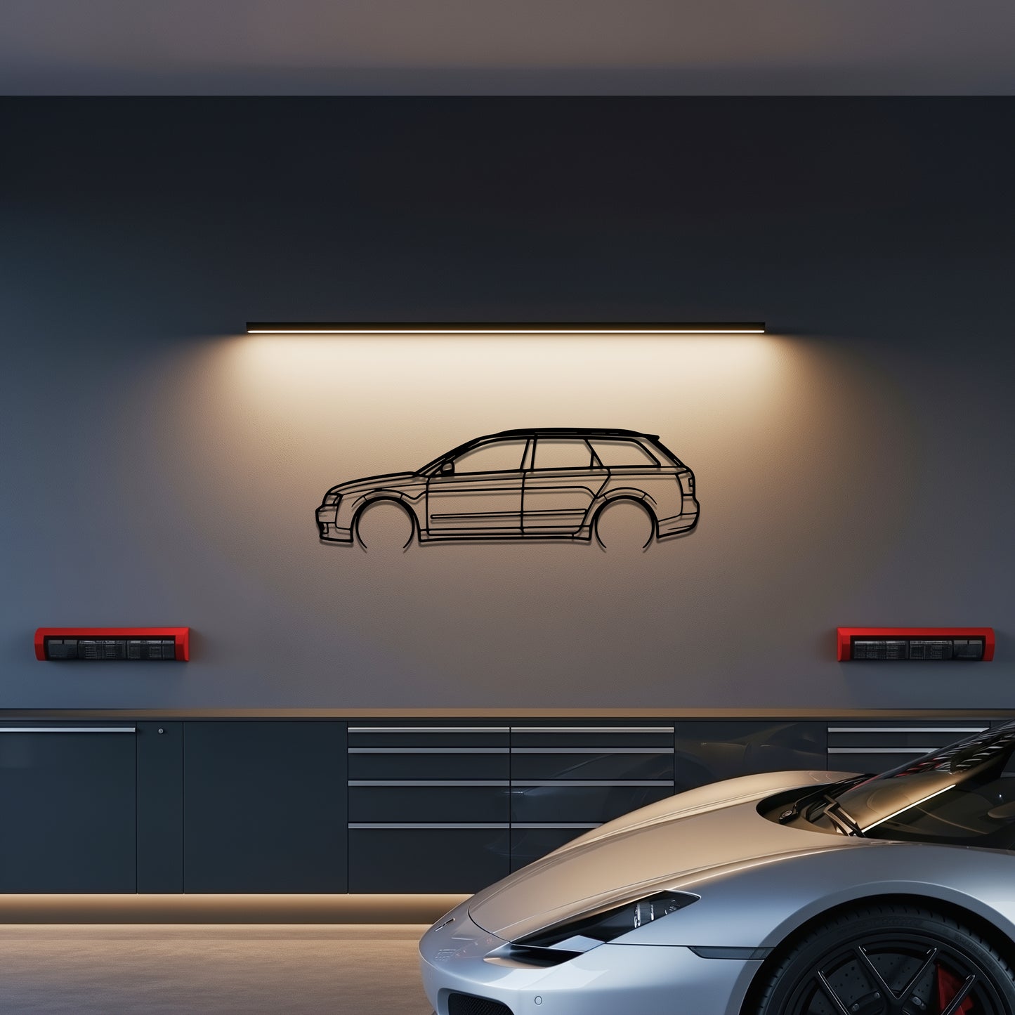 Audi A4 Avant Metal Car Silhouette Wall Art — Side