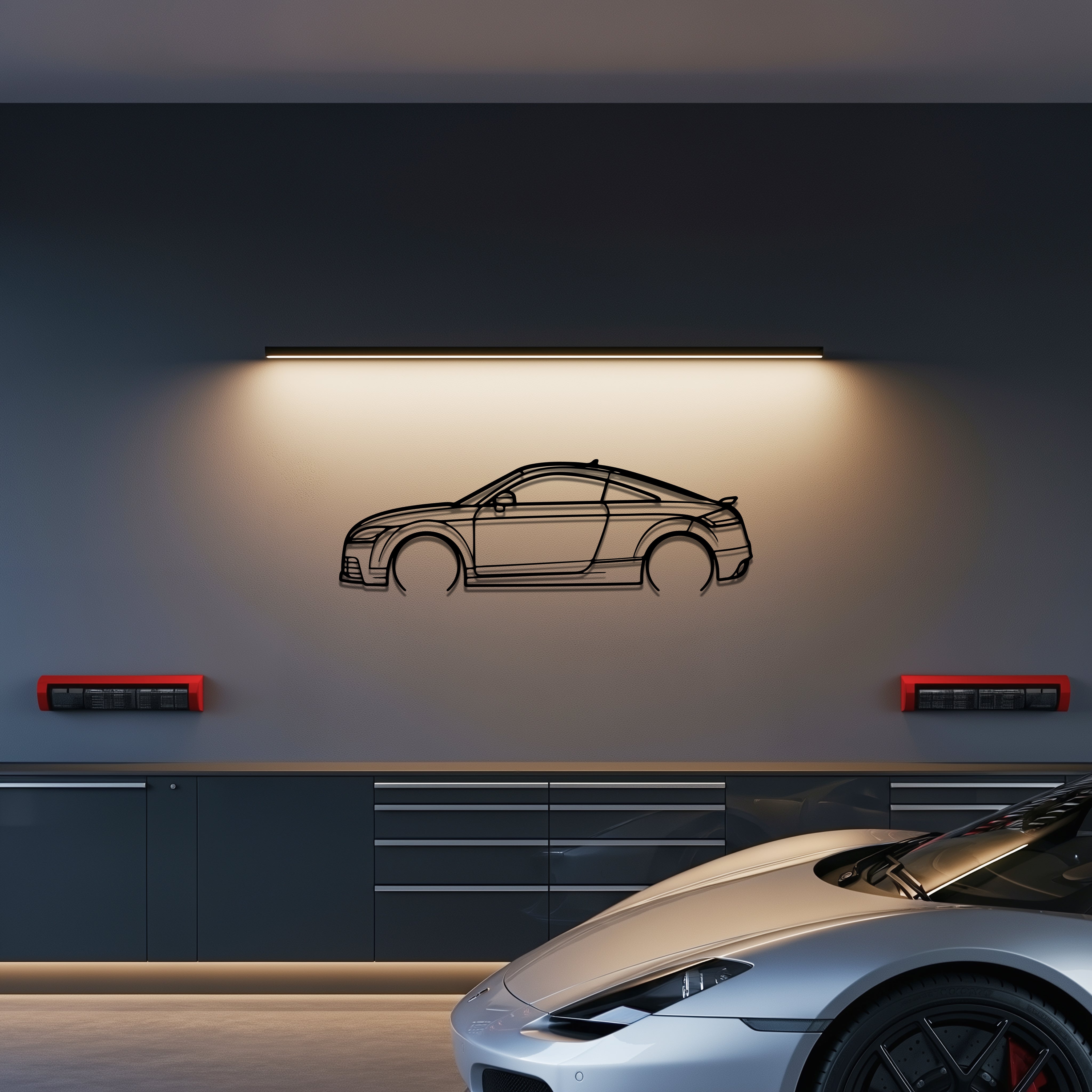 Audi TT RS Quattro Metal Car Silhouette Wall Art — Side