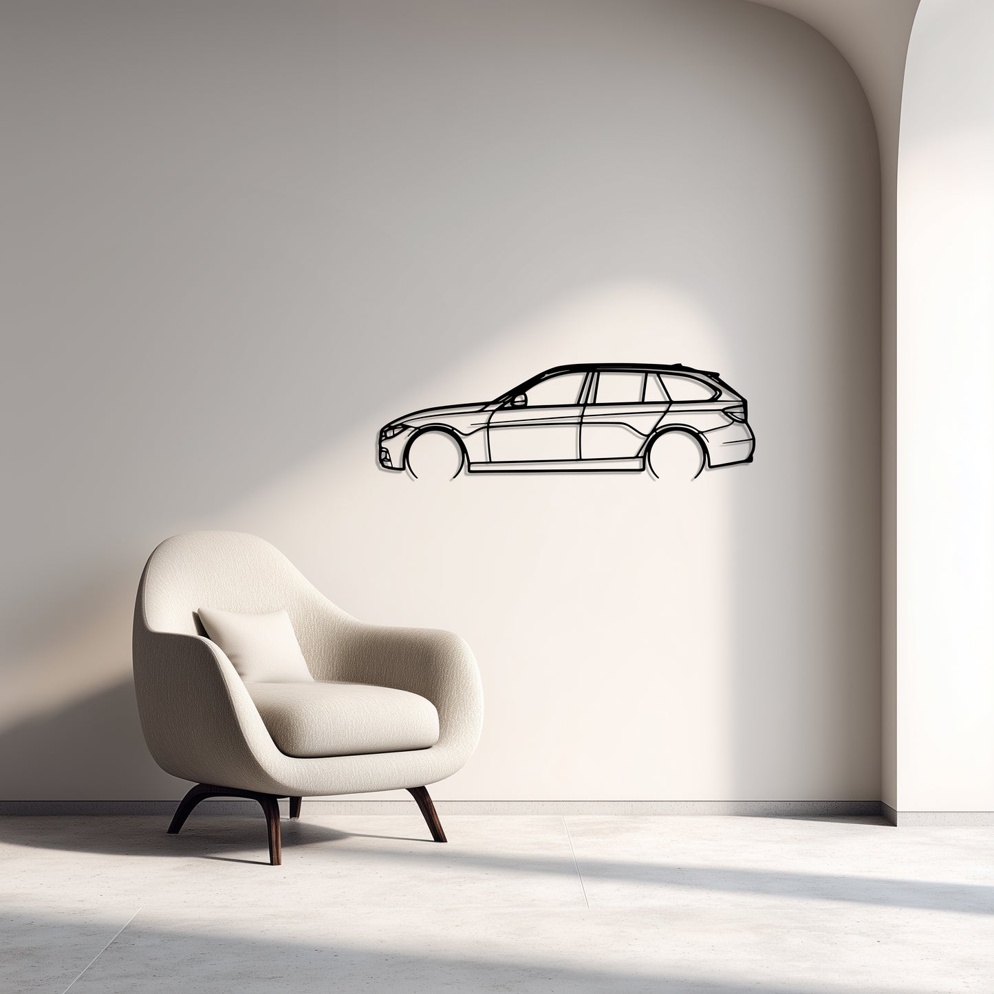 BMW 328i xDrive Metal Car Silhouette Wall Art — Side