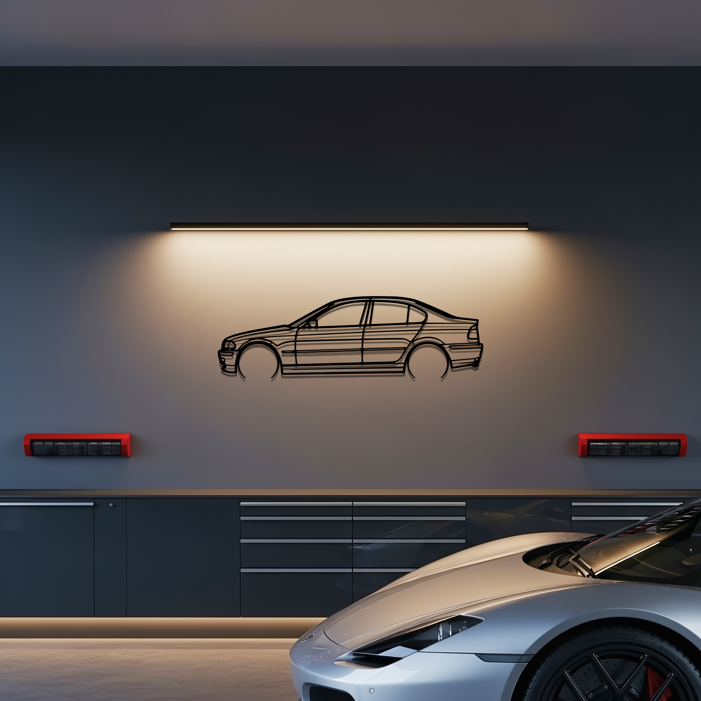 BMW 335i Metal Car Silhouette Wall Art — Side