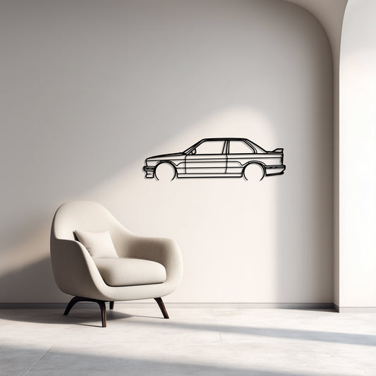 BMW E30 M3 Metal Car Silhouette Wall Art — Side