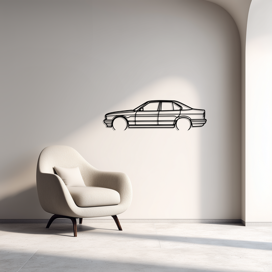 BMW E34 525i Metal Car Silhouette Wall Art — Side