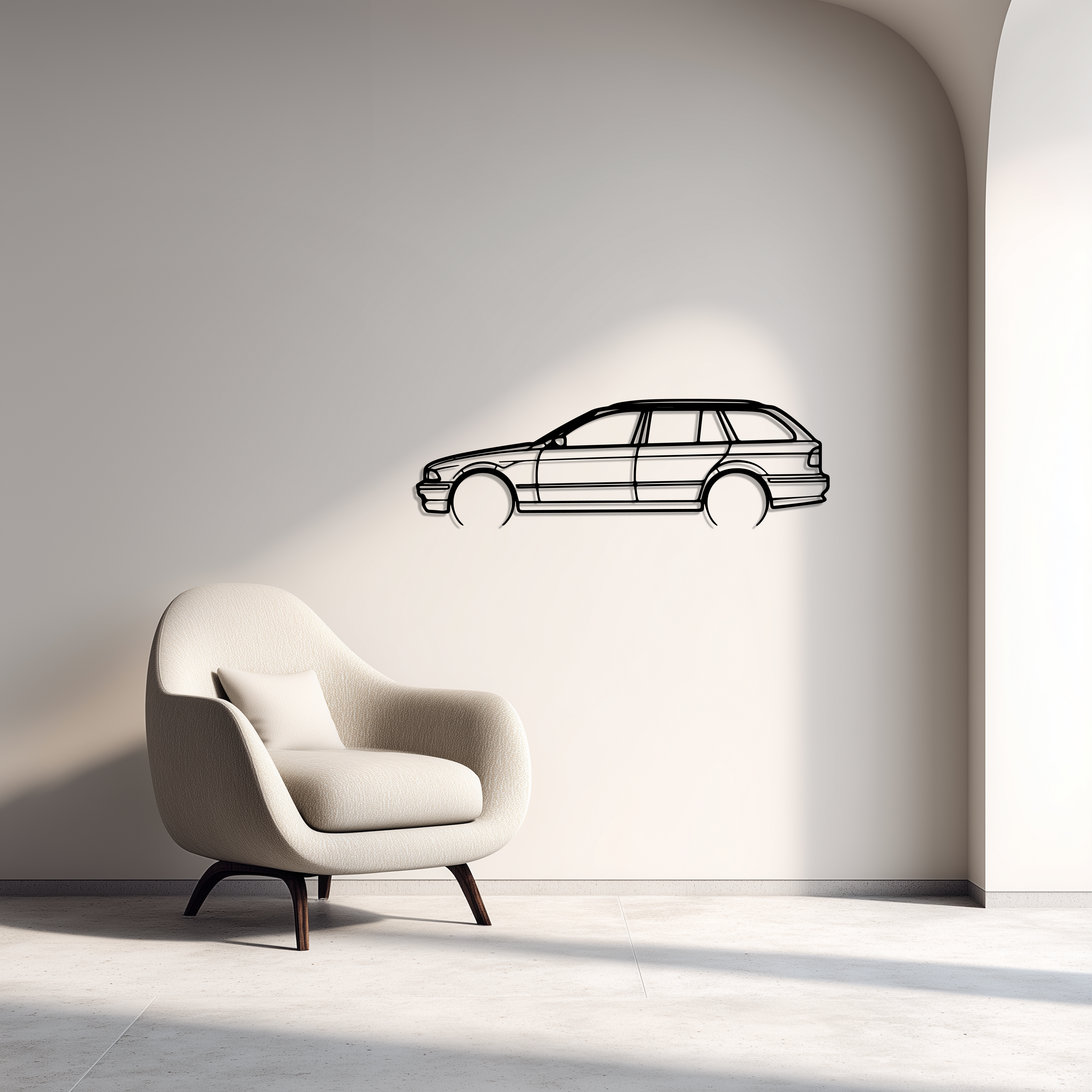 BMW E39 Touring Metal Car Silhouette Wall Art — Side