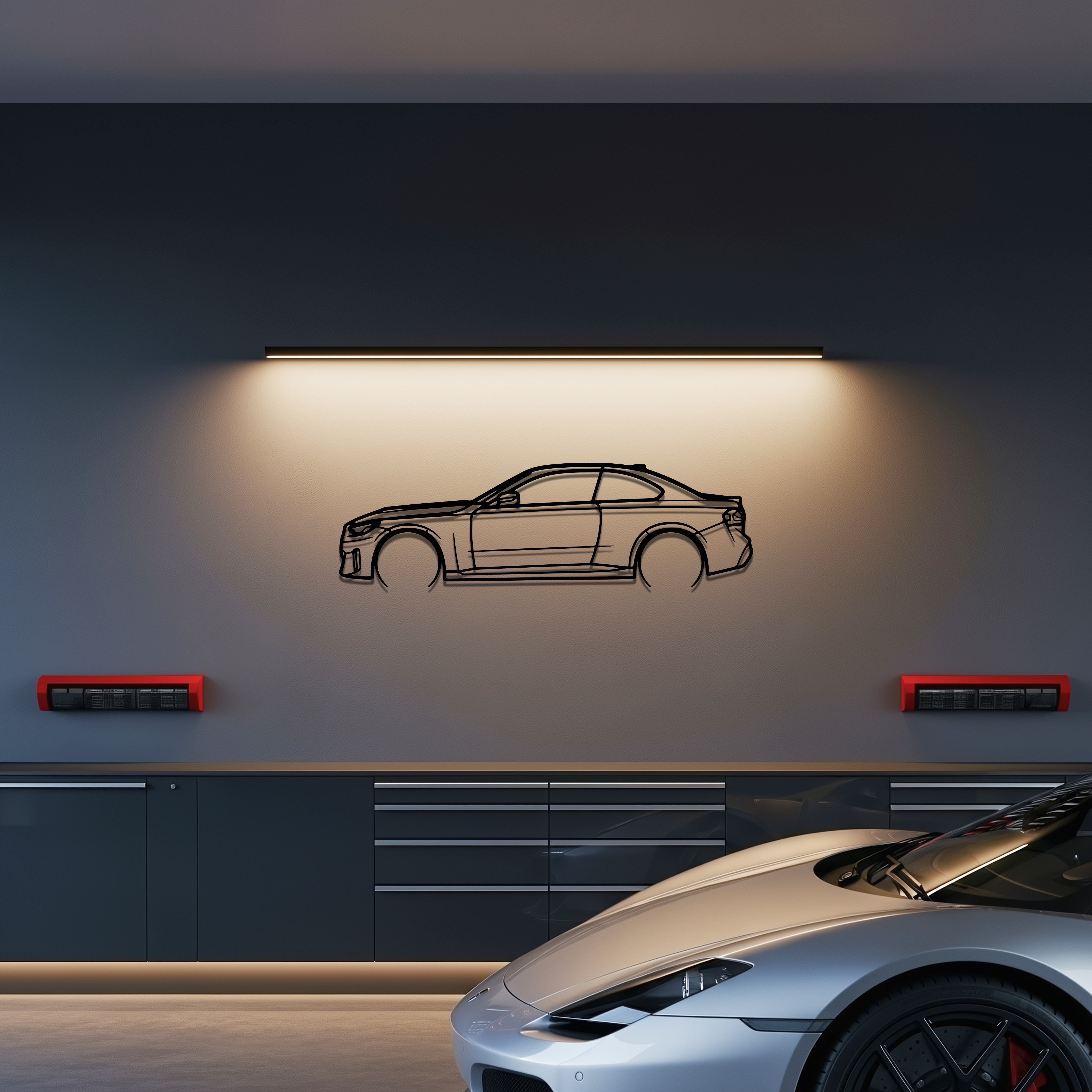 BMW G42 240i Metal Car Silhouette Wall Art — Side