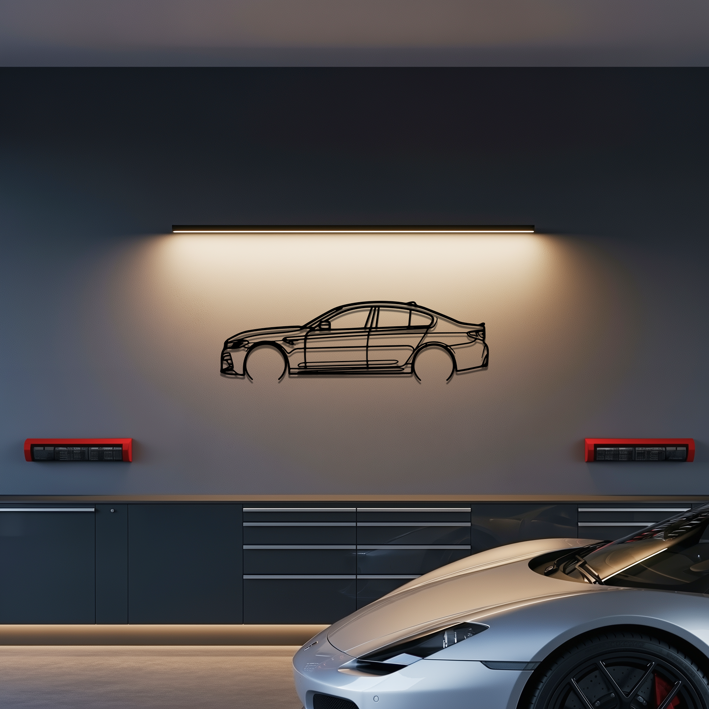 BMW M5 CS Metal Car Silhouette Wall Art — Side