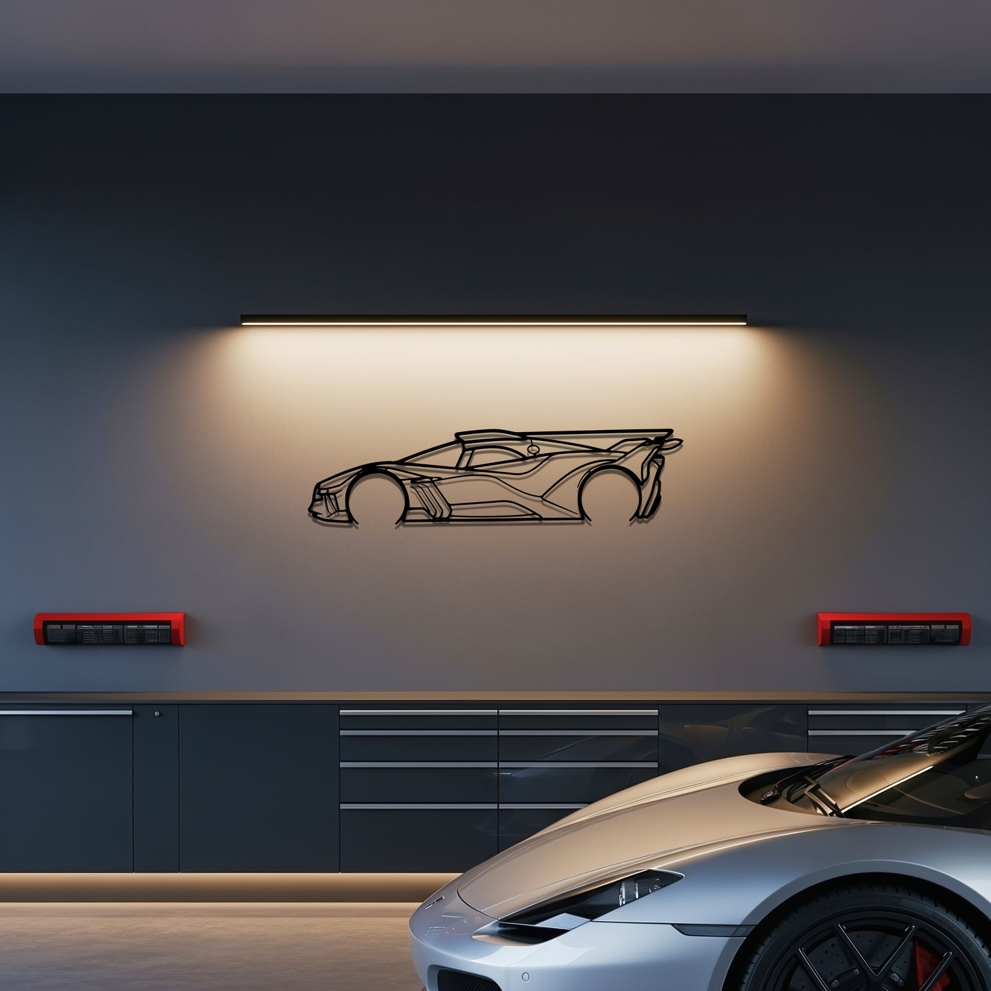 Bugatti Bolide Metal Car Silhouette Wall Art — Side