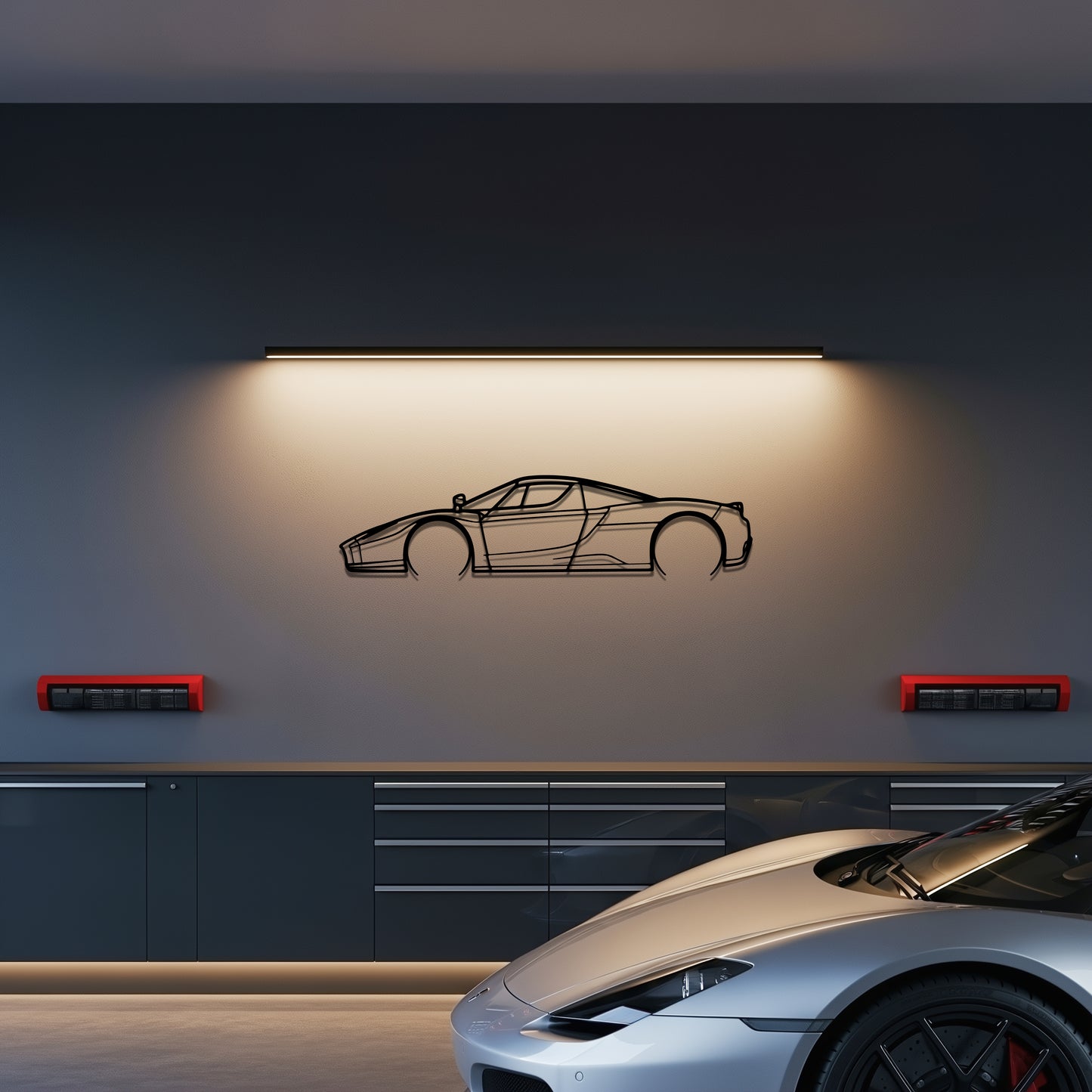 Ferrari 02 Enzo Metal Car Silhouette Wall Art — Side