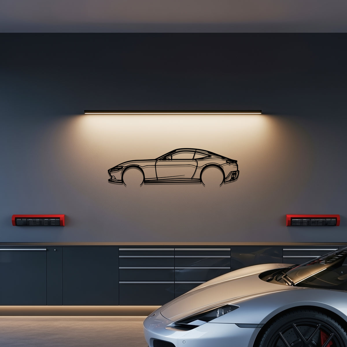 Ferrari 22 Roma Metal Car Silhouette Wall Art — Side