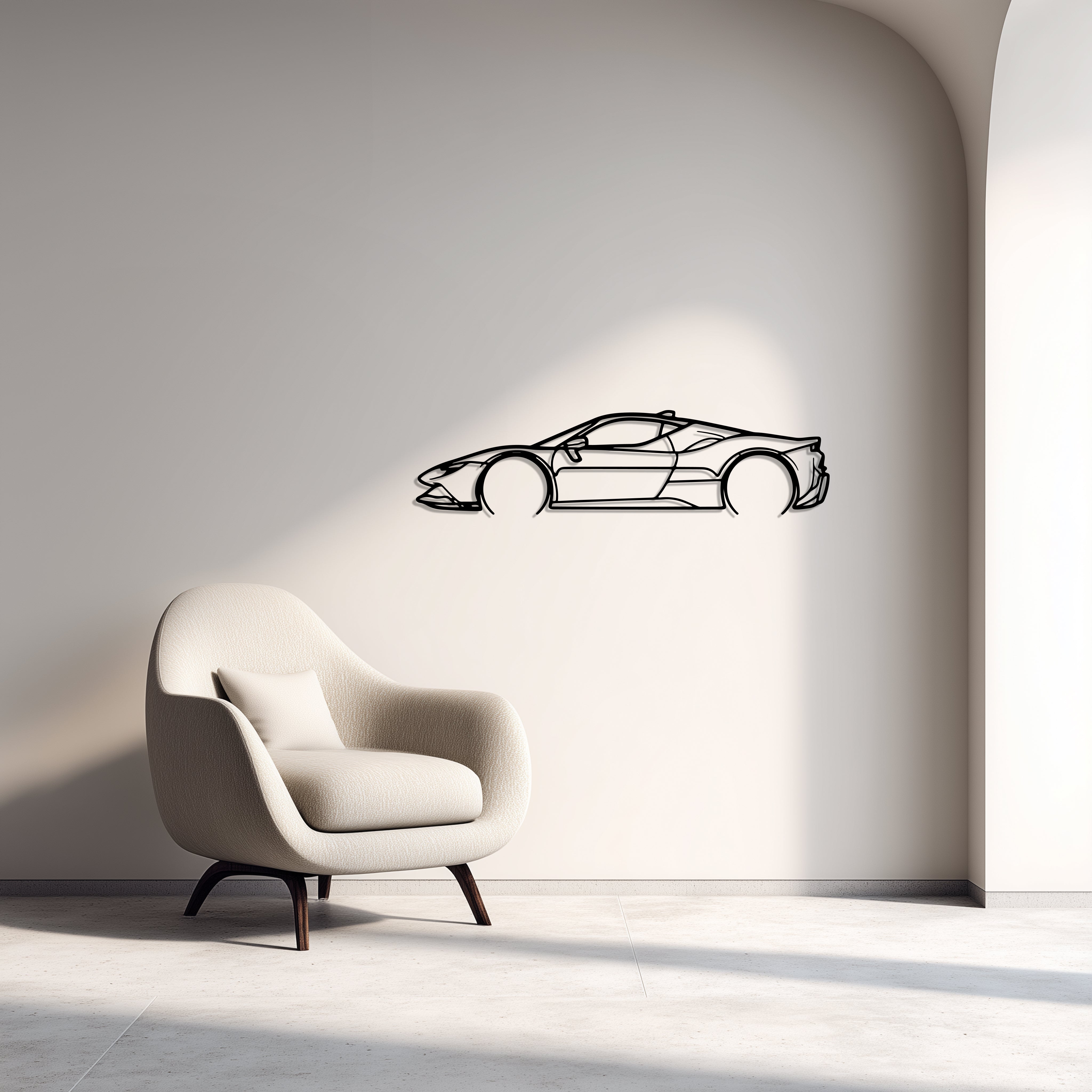 Ferrari SF90 Stradale Metal Car Silhouette Wall Art — Side