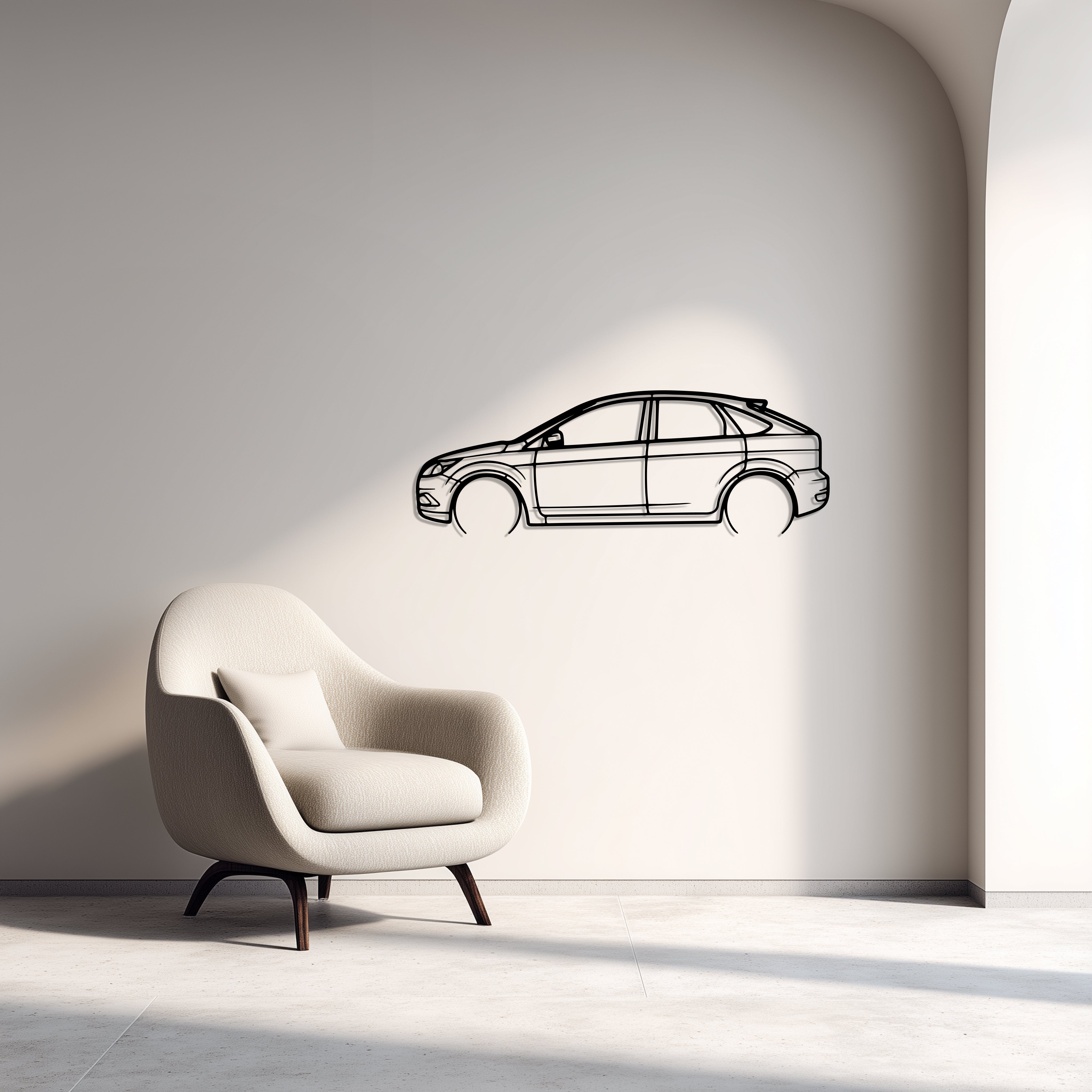 Ford 08 Focus Metal Car Silhouette Wall Art — Side