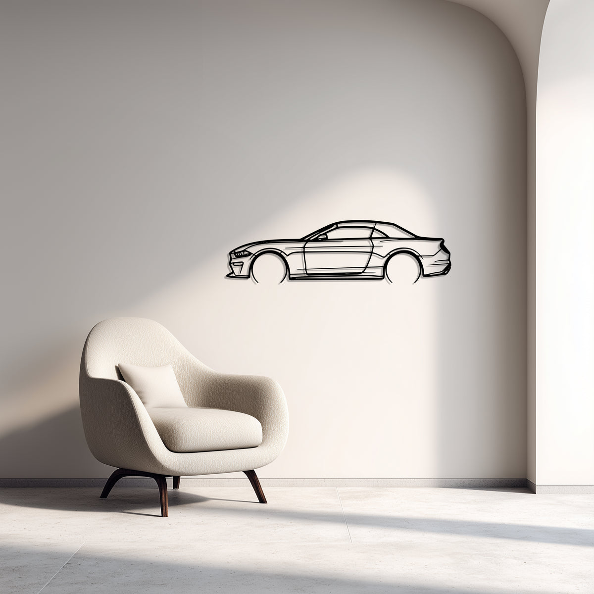Ford 19 Mustang GT Convertible Metal Car Silhouette Wall Art — Side