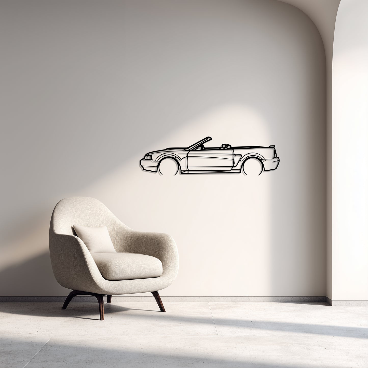Ford 99 Mustang Convertible Metal Car Silhouette Wall Art — Side