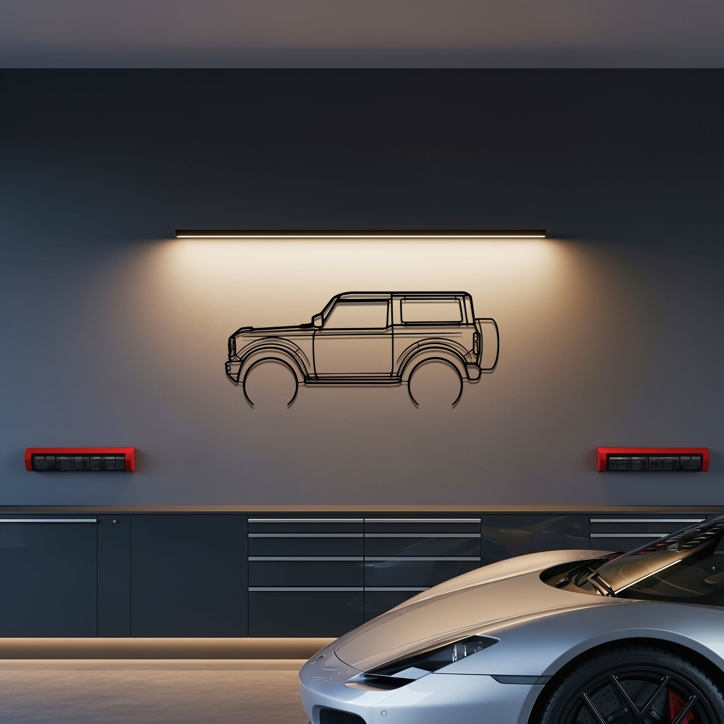 Ford 21 Bronco Metal Car Silhouette Wall Art — Side