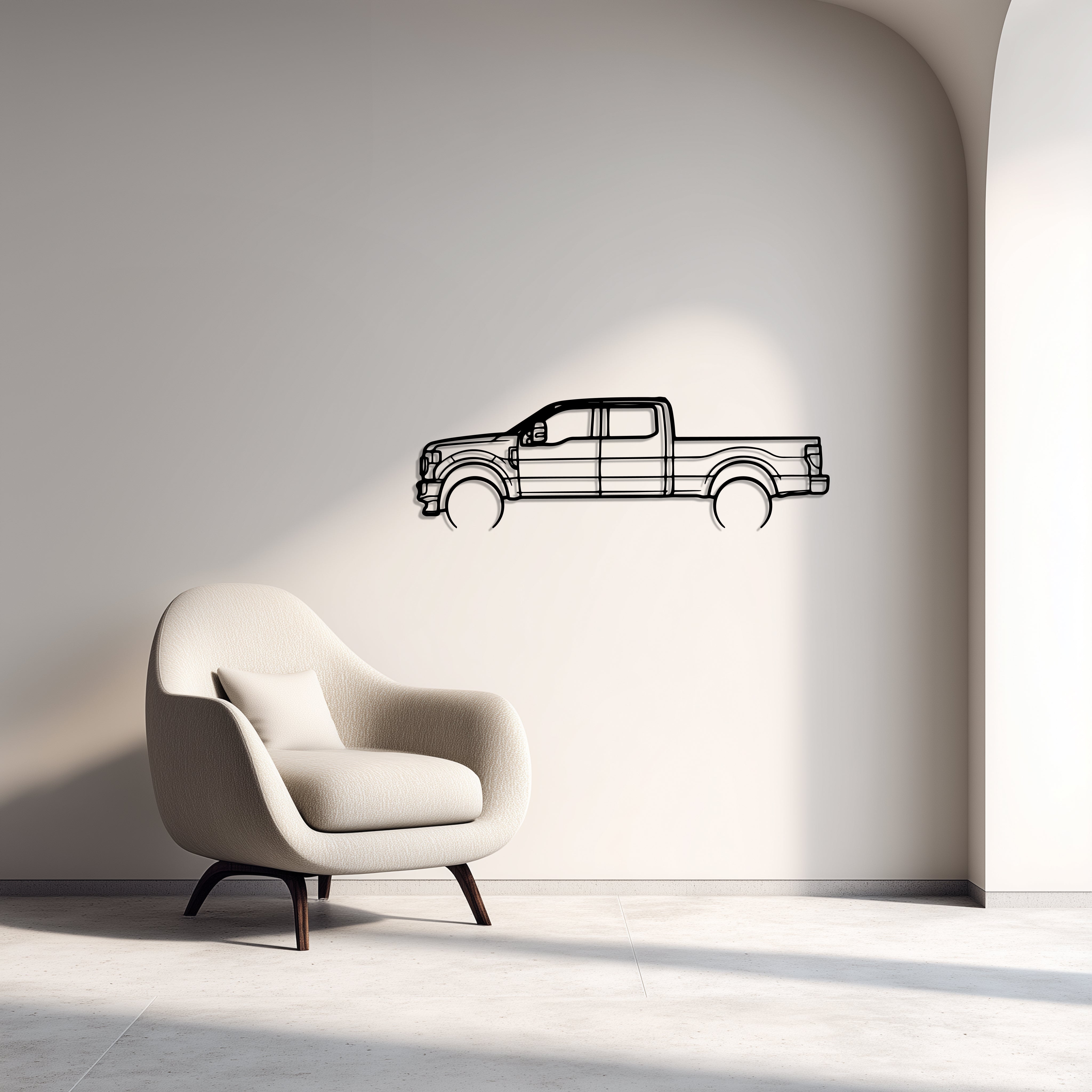 Ford 22 F-250 Super Duty Metal Car Silhouette Wall Art — Side