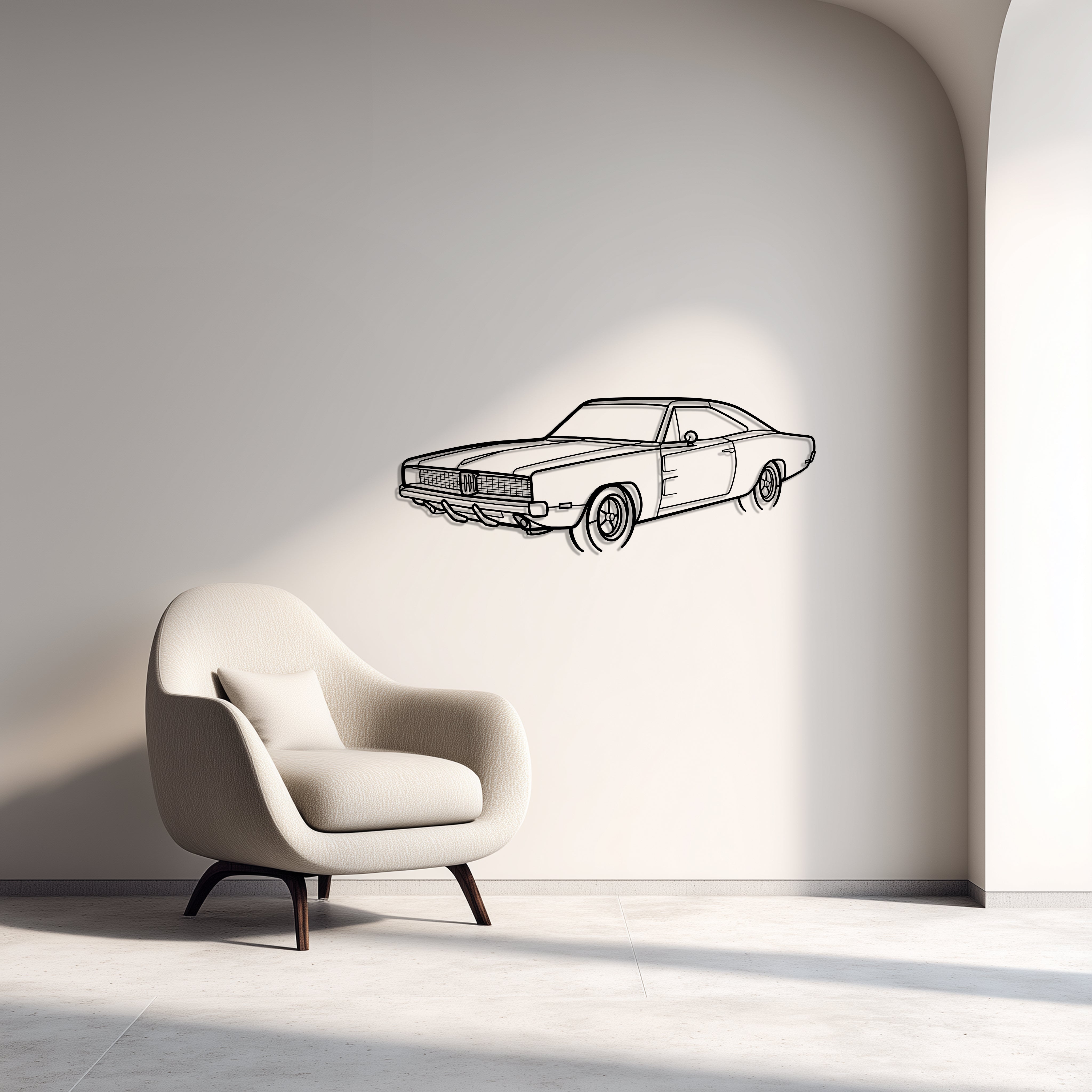 1969 Charger R/T Metal Car Silhouette Wall Art — Front 45°