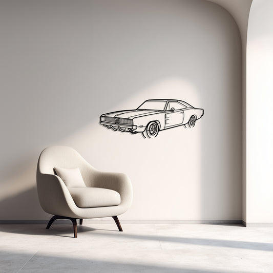 1969 Charger R/T Metal Car Silhouette Wall Art — Front 45°