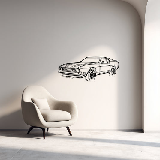 1971 Mustang Mach 1 Metal Car Silhouette Wall Art — Front 45°