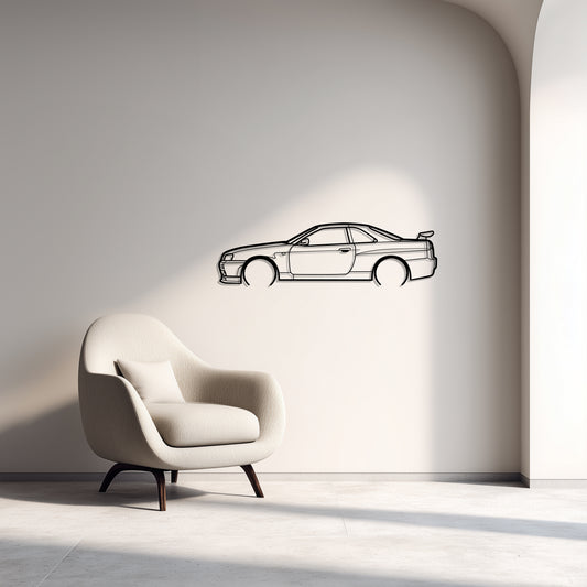 Nissan Skyline R34 Metal Car Silhouette Wall Art — Side