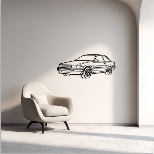 1983 AE86 Trueno Metal Car Silhouette Wall Art — Front 45°