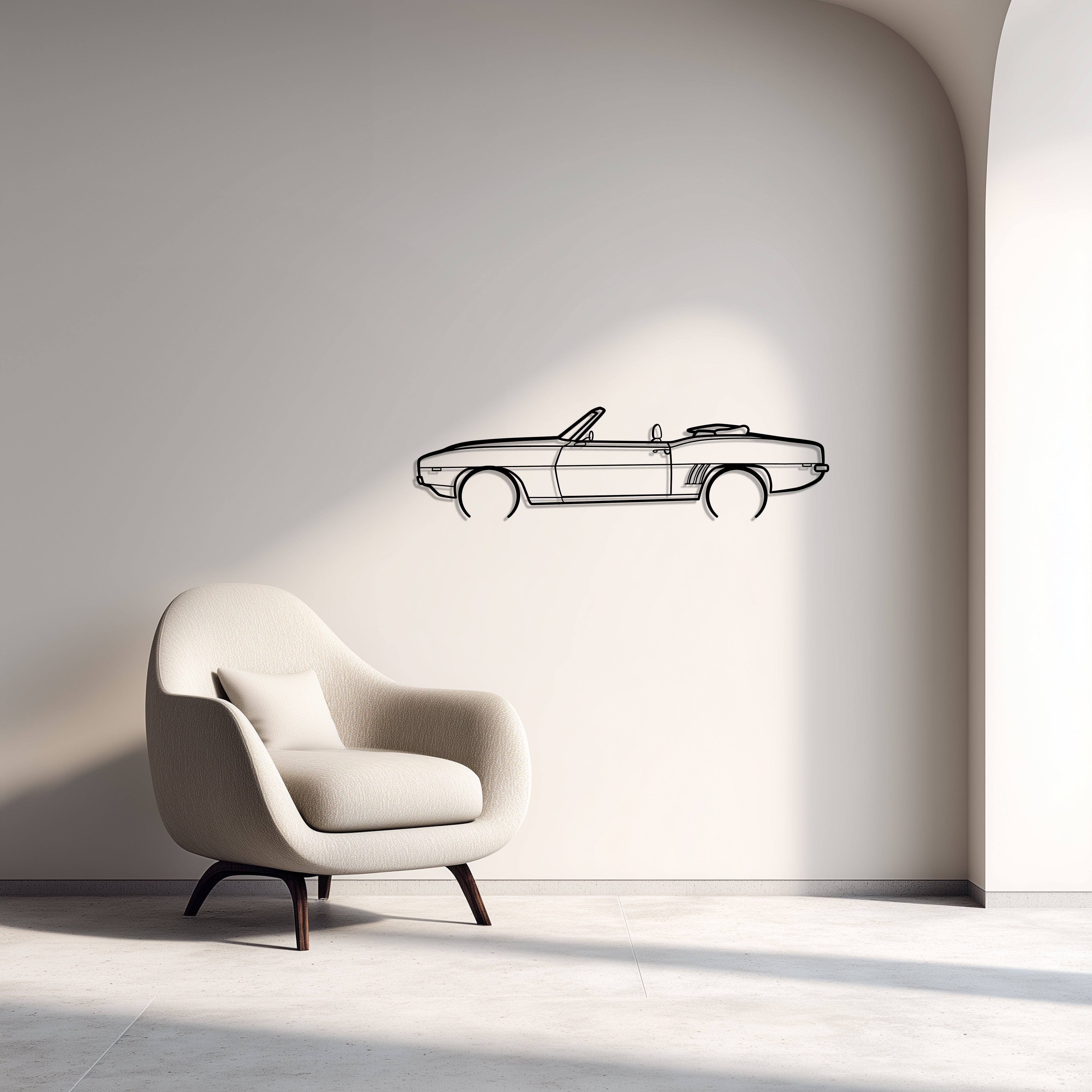 1969 Camaro Convertible Metal Car Silhouette Wall Art — Side