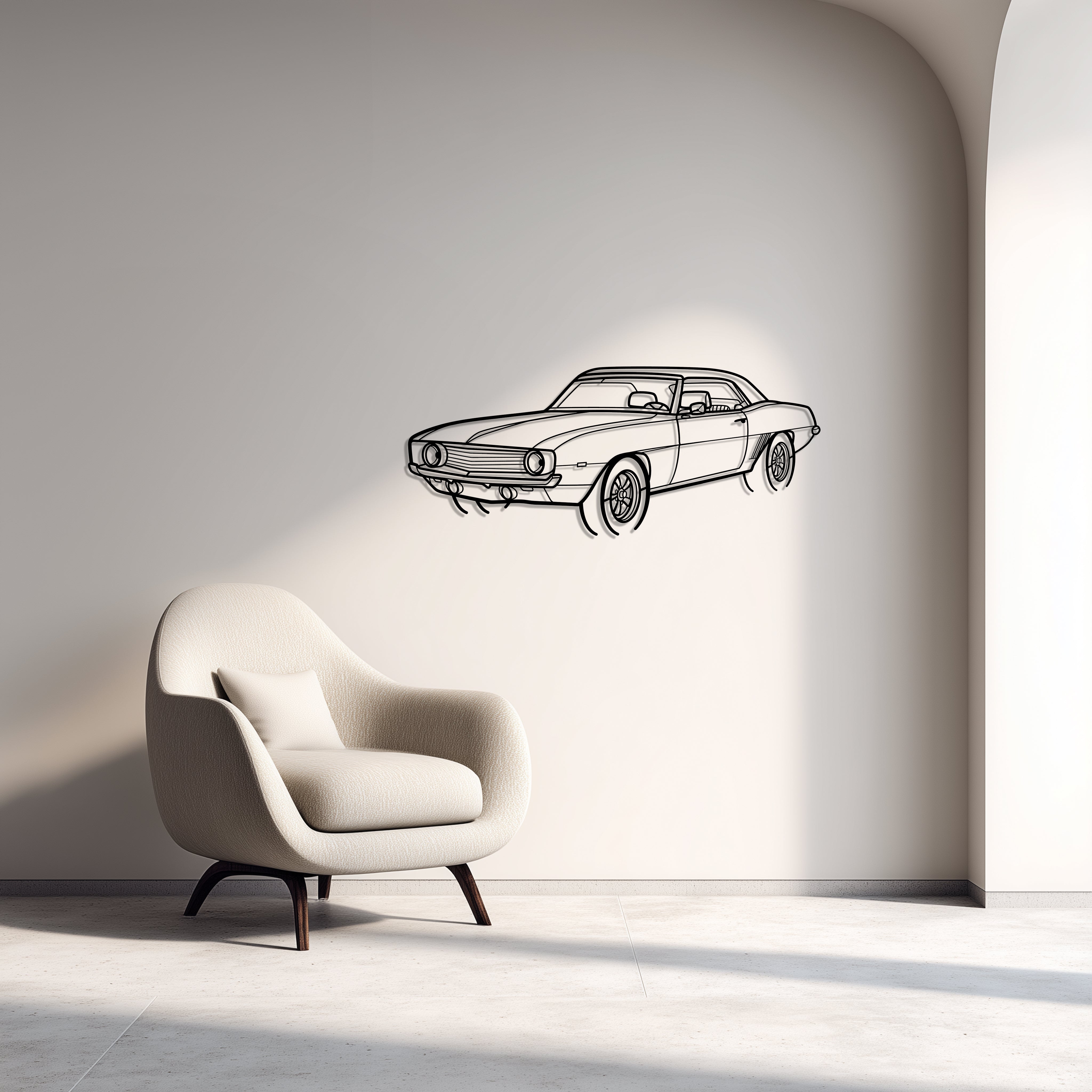 1969 Camaro Metal Car Silhouette Wall Art — Front 45°