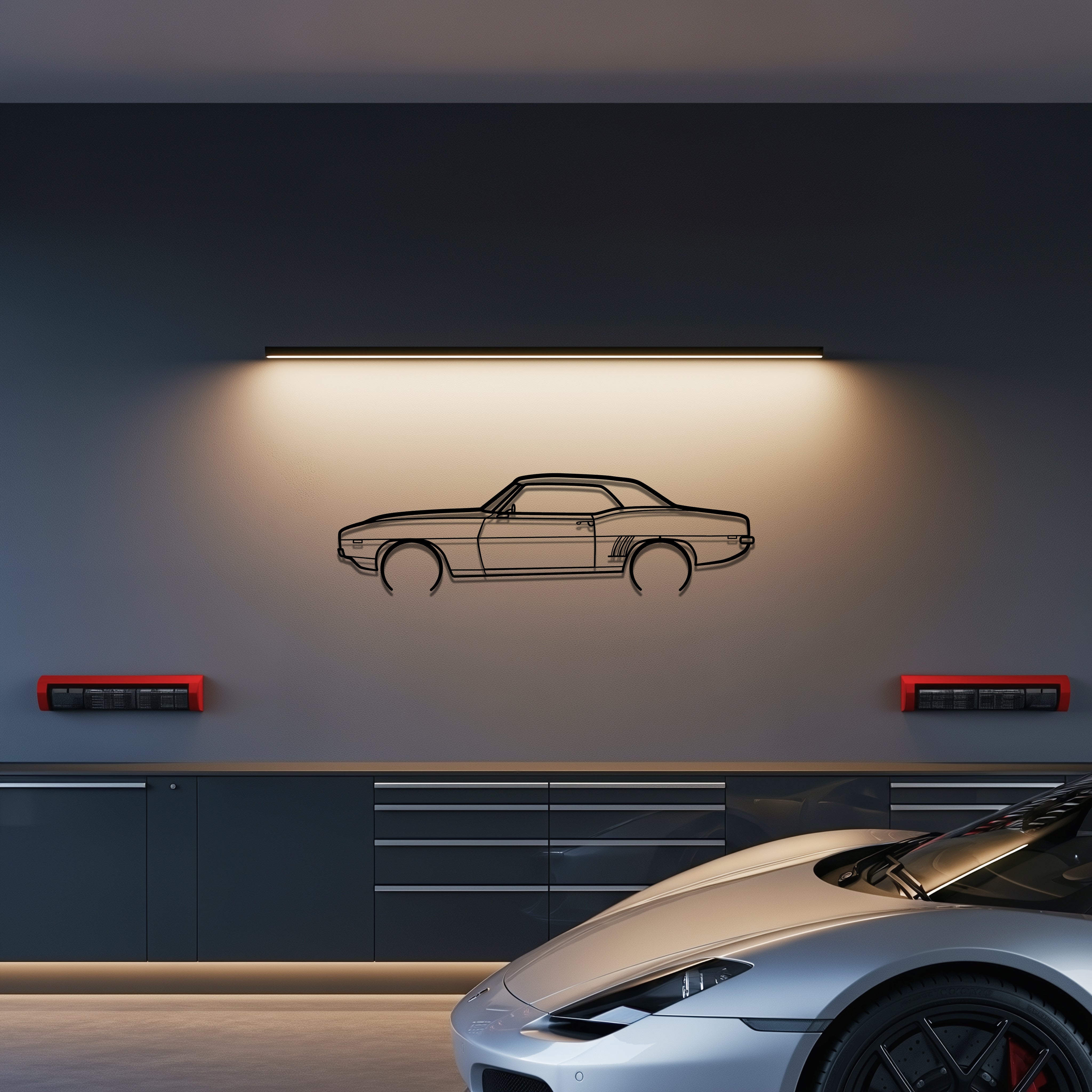 1969 Camaro Metal Car Silhouette Wall Art — Side
