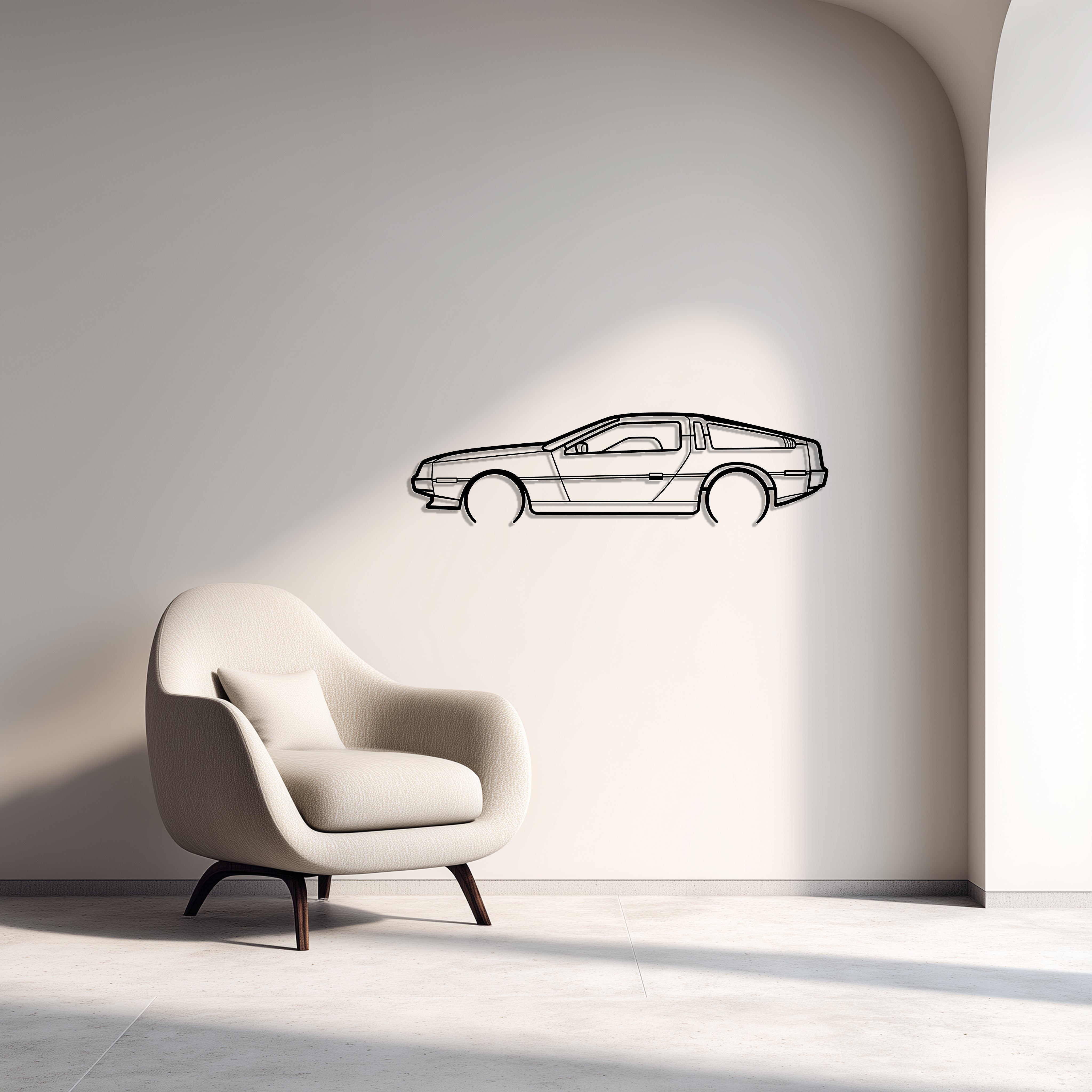 1981 DeLorean DMC-12 Metal Car Silhouette Wall Art — Side