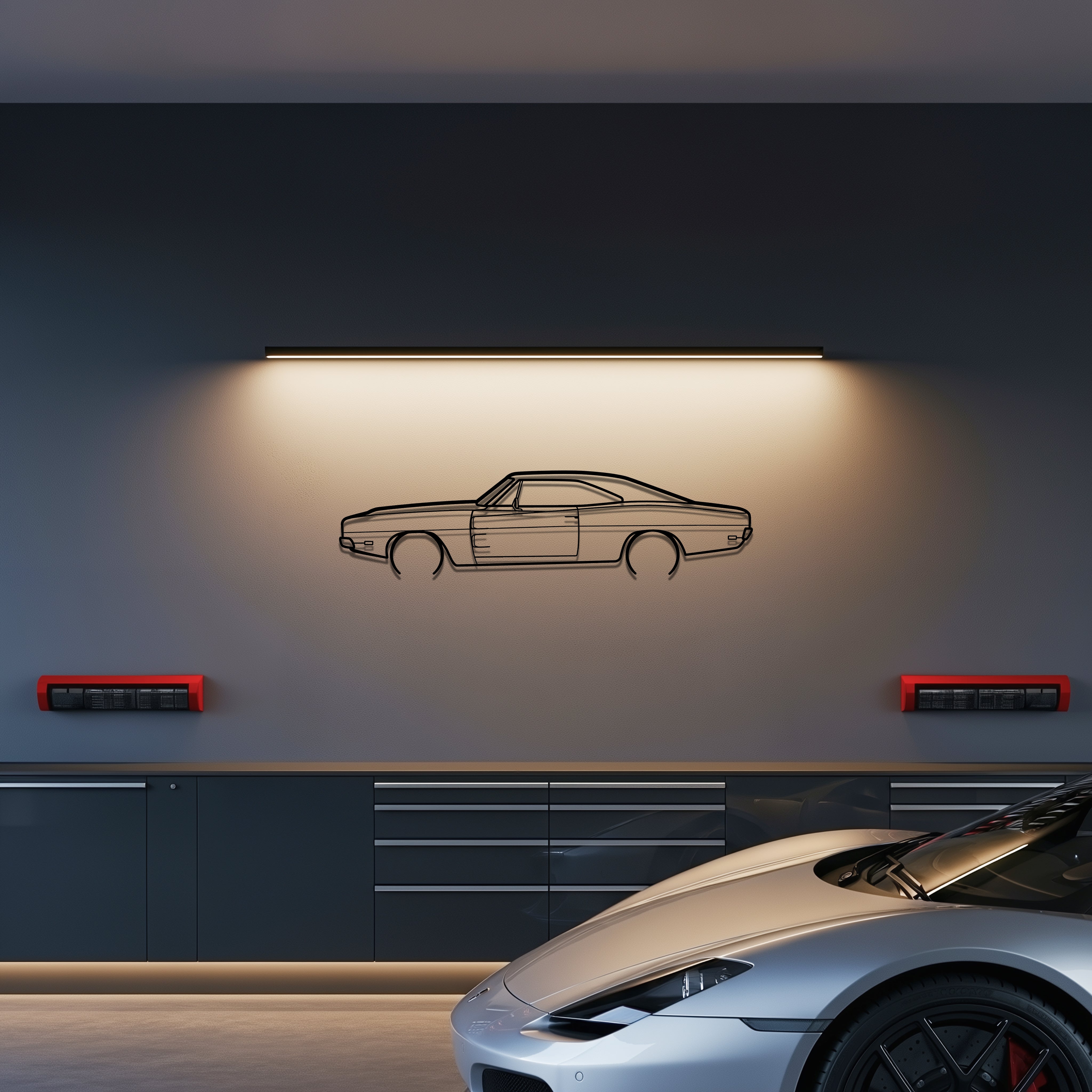 1969 Charger R/T Metal Car Silhouette Wall Art — Side