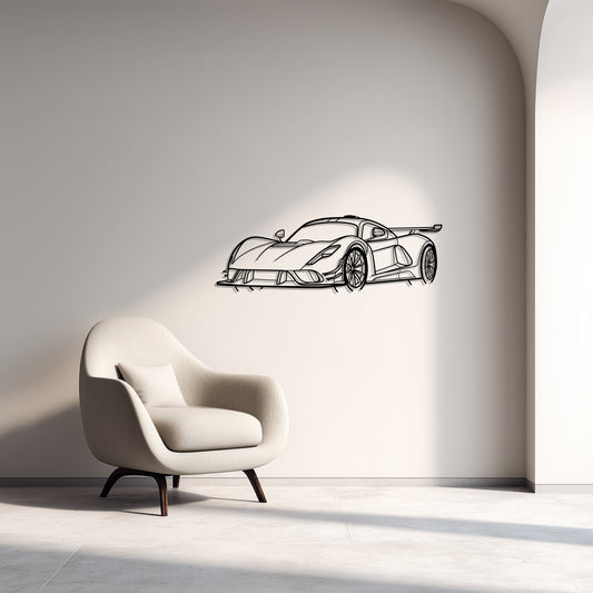 2025 Venom F5 Revolution Coupe Metal Car Silhouette Wall Art — Front 45°