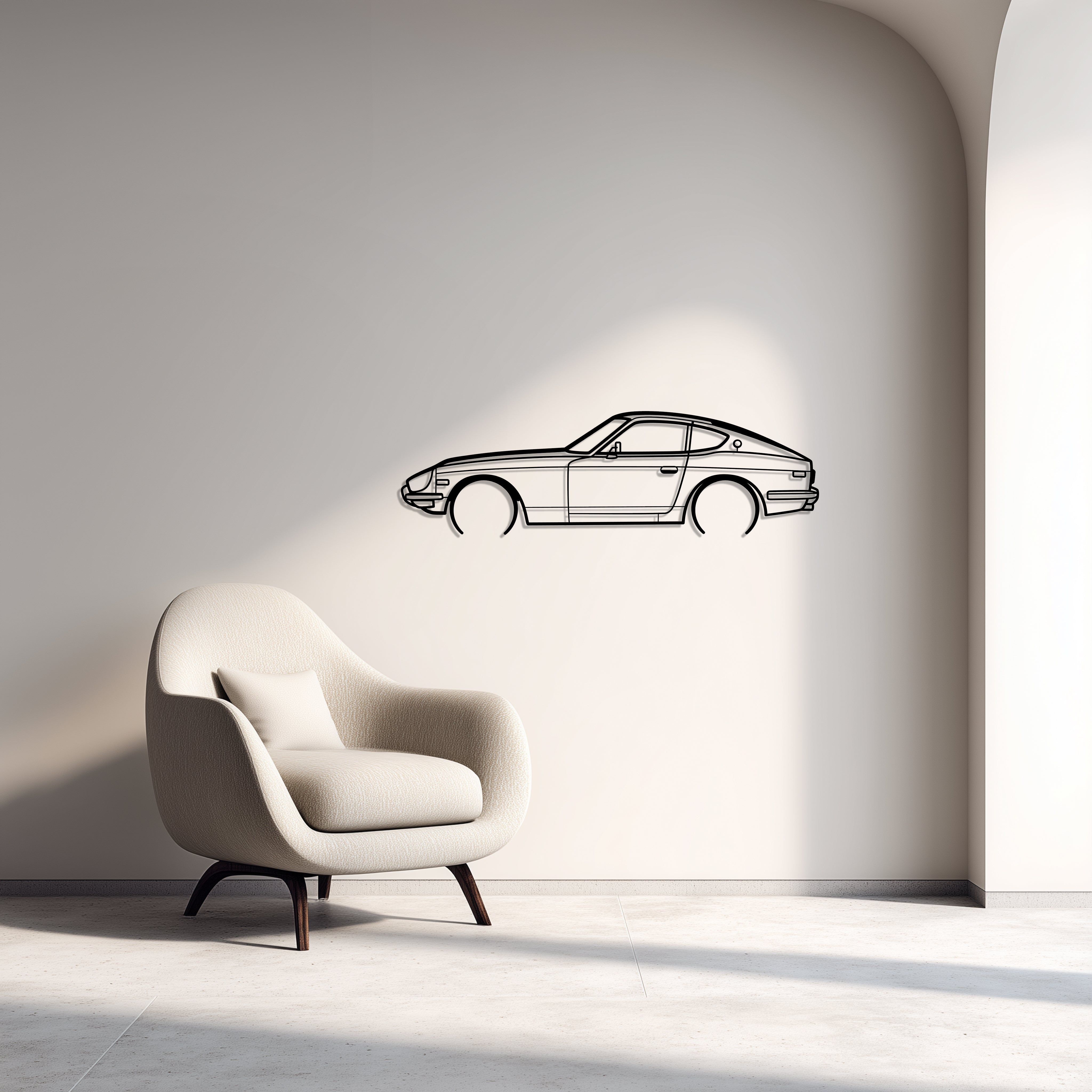 Nissan 240Z Metal Car Silhouette Wall Art — Side