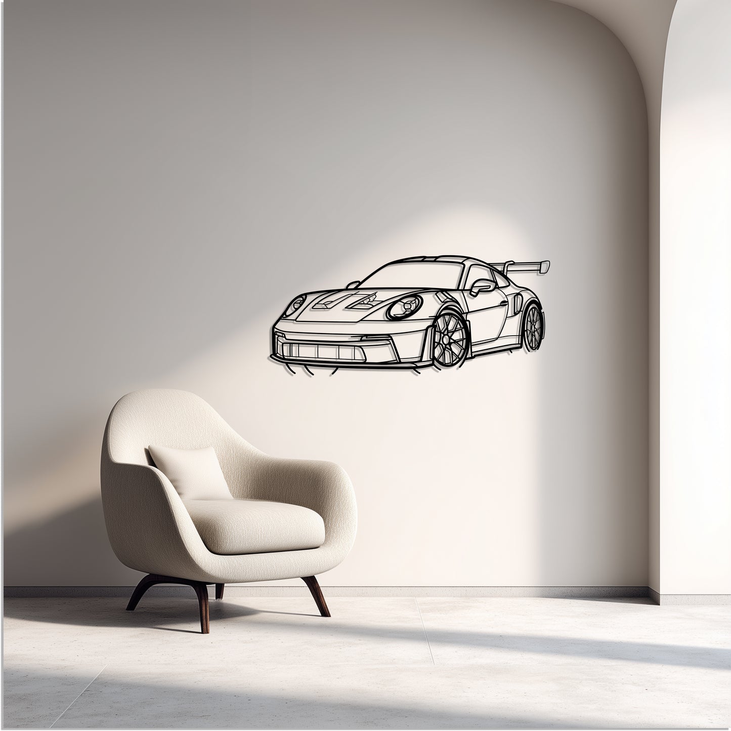 Porsche 911 GT3 RS 992.1 Metal Car Silhouette Wall Art — Front 45°
