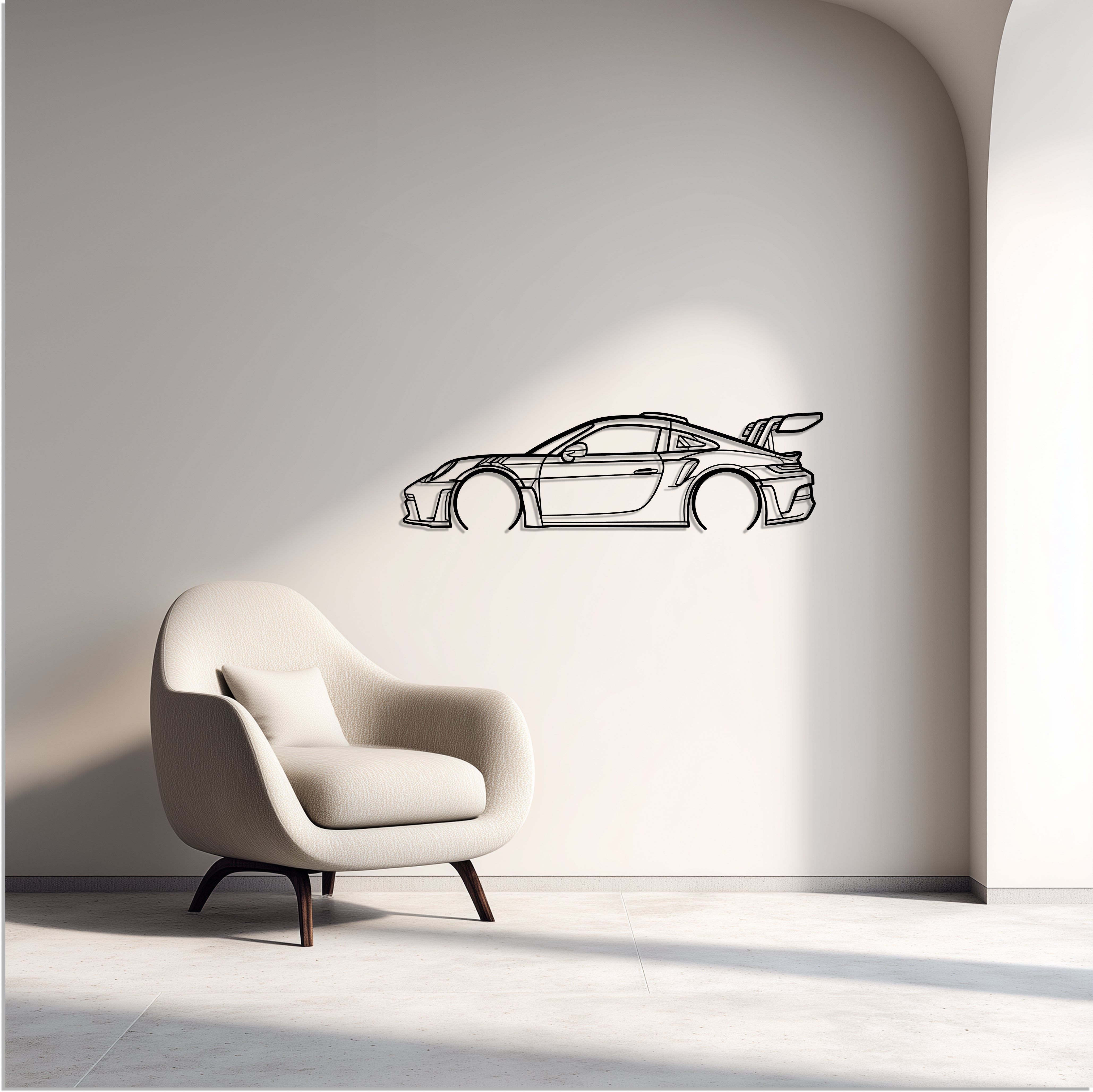 Porsche 911 GT3 RS 992.1 Metal Car Silhouette Wall Art — Side
