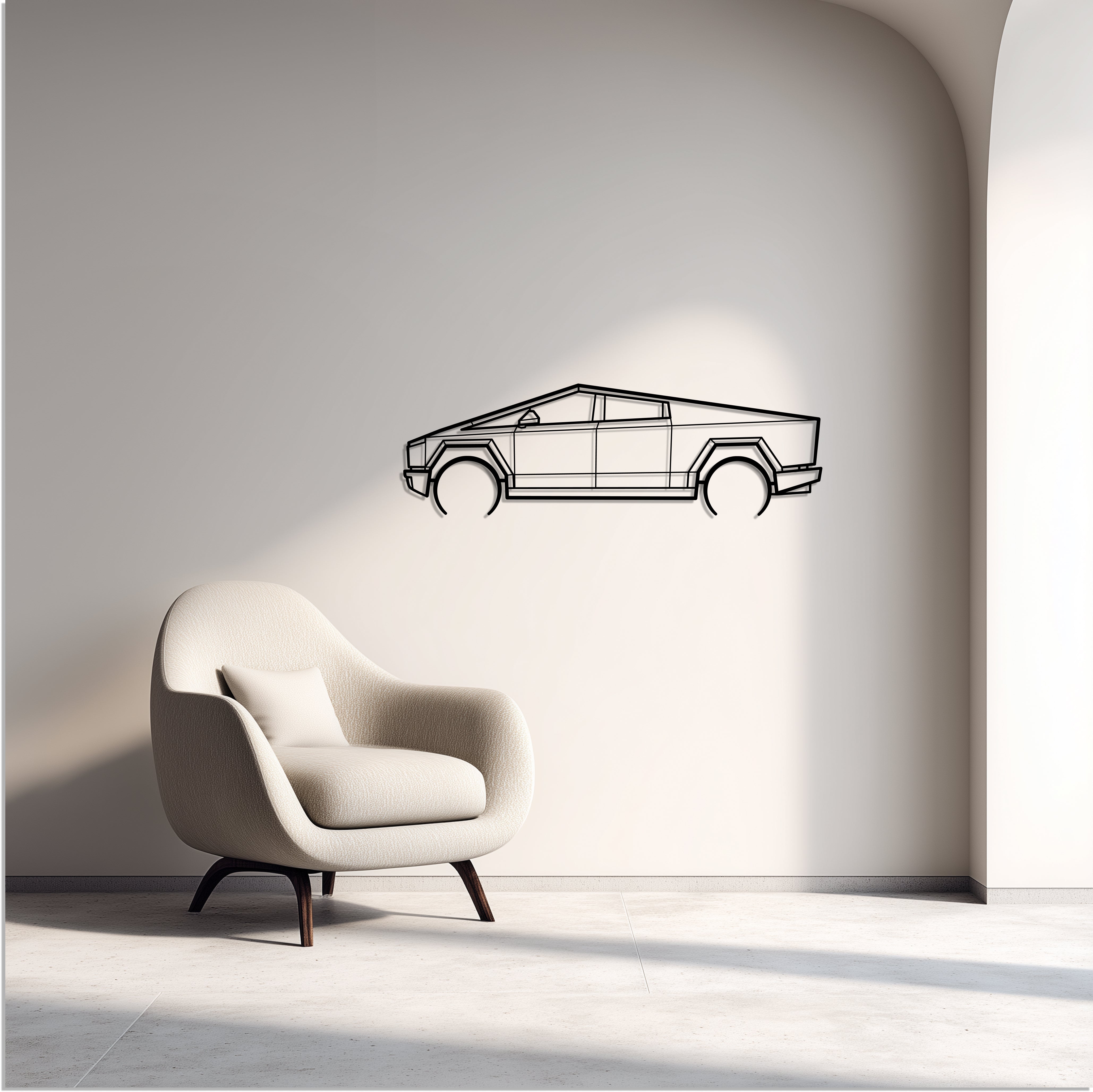 Tesla Cybertruck Metal Car Silhouette Wall Art — Side